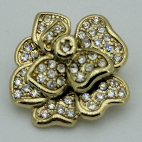 Gold and Silver Crystal Flower Brooch - Picture 5 of 5